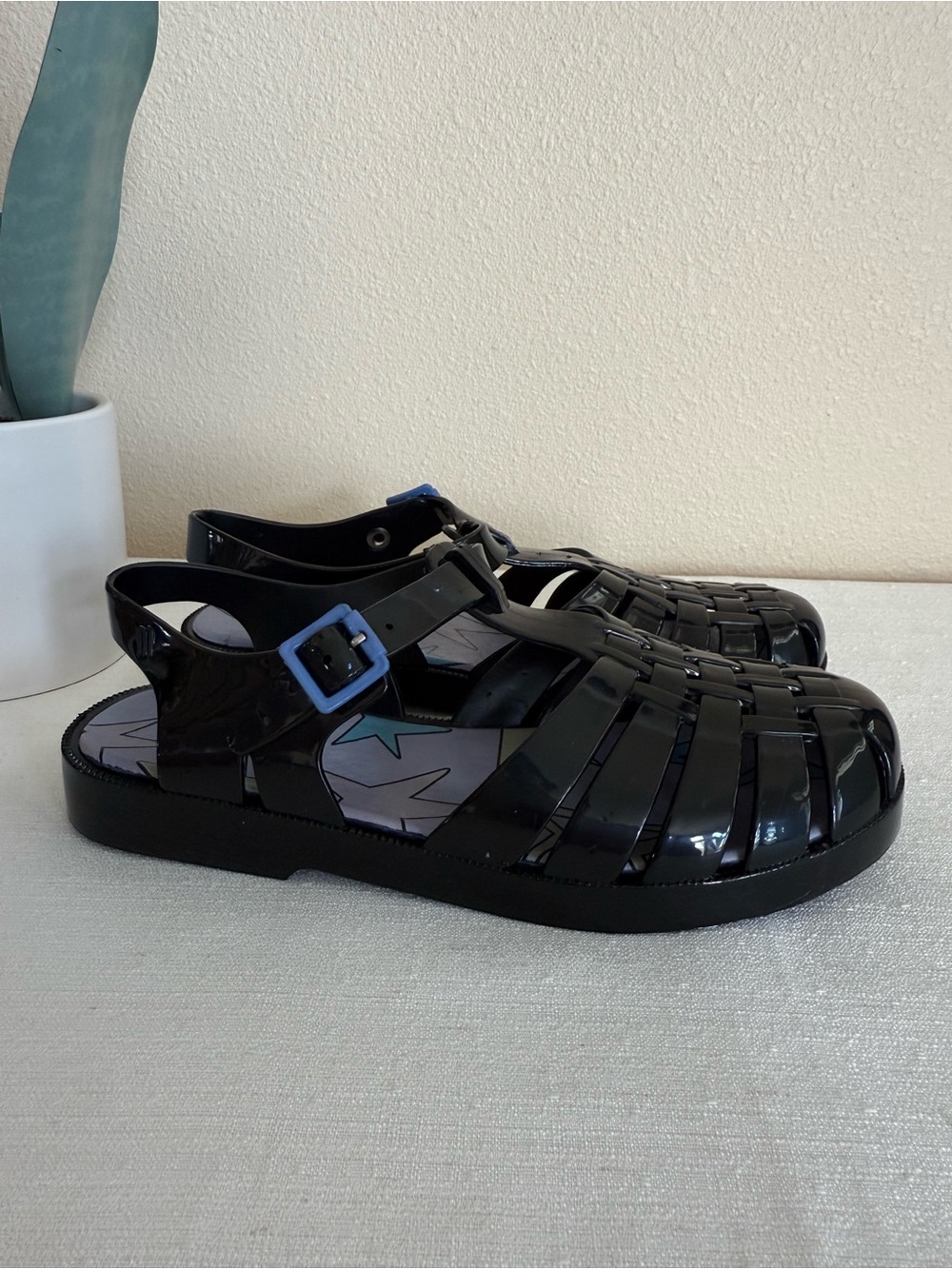 Melissa Black Jelly Fisherman Sandals US 9